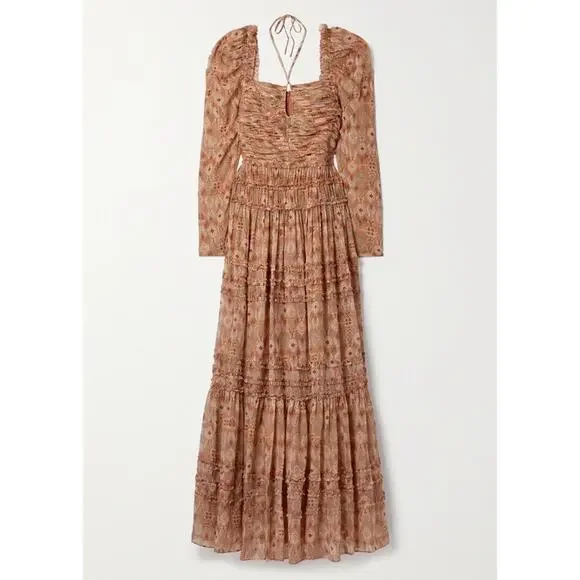 Ulla Johnson Rabia Horizon Brown Printed Silk Blend Maxi Gown Dress Women’s 2 - Picture 14 of 15